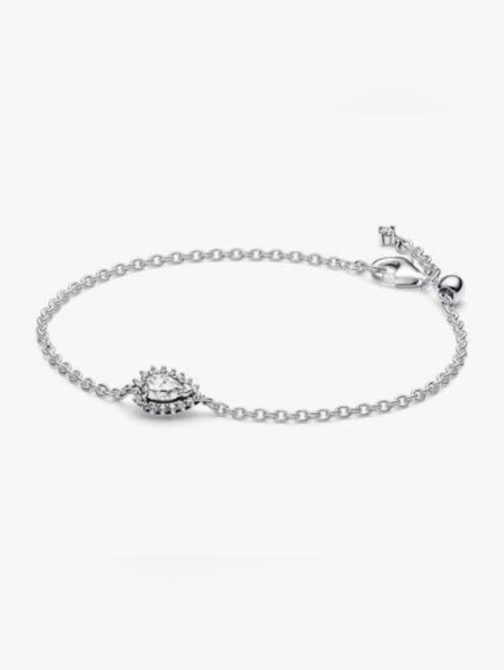 Pandora Sparkling Sterling Silver Pear Halo Chain Bracelet